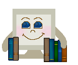 Graphic of a computer with books