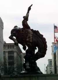 Statue / monument of  Vaquero in Washington DC by Sculptor Luis Jimenez